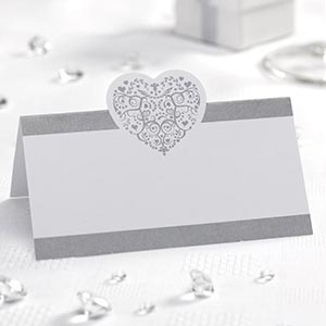Placeringskort 50 st Silver - Vintage Romance