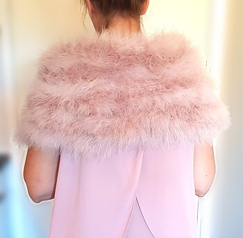 Lyxig sjal av Maraboufjädrar Blush Rosa