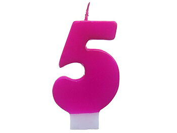 Tårtljus siffror 5 rosa