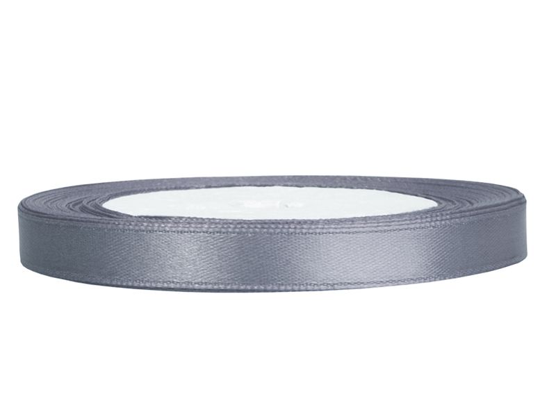 Satinband 6 mm grå/silver