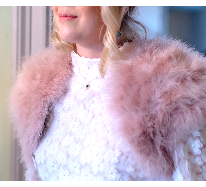 Bolero av Maraboufjädrar Blush Rosa