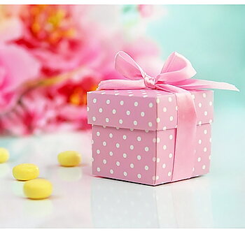 Presentask med lock och band, 10 pack rosa