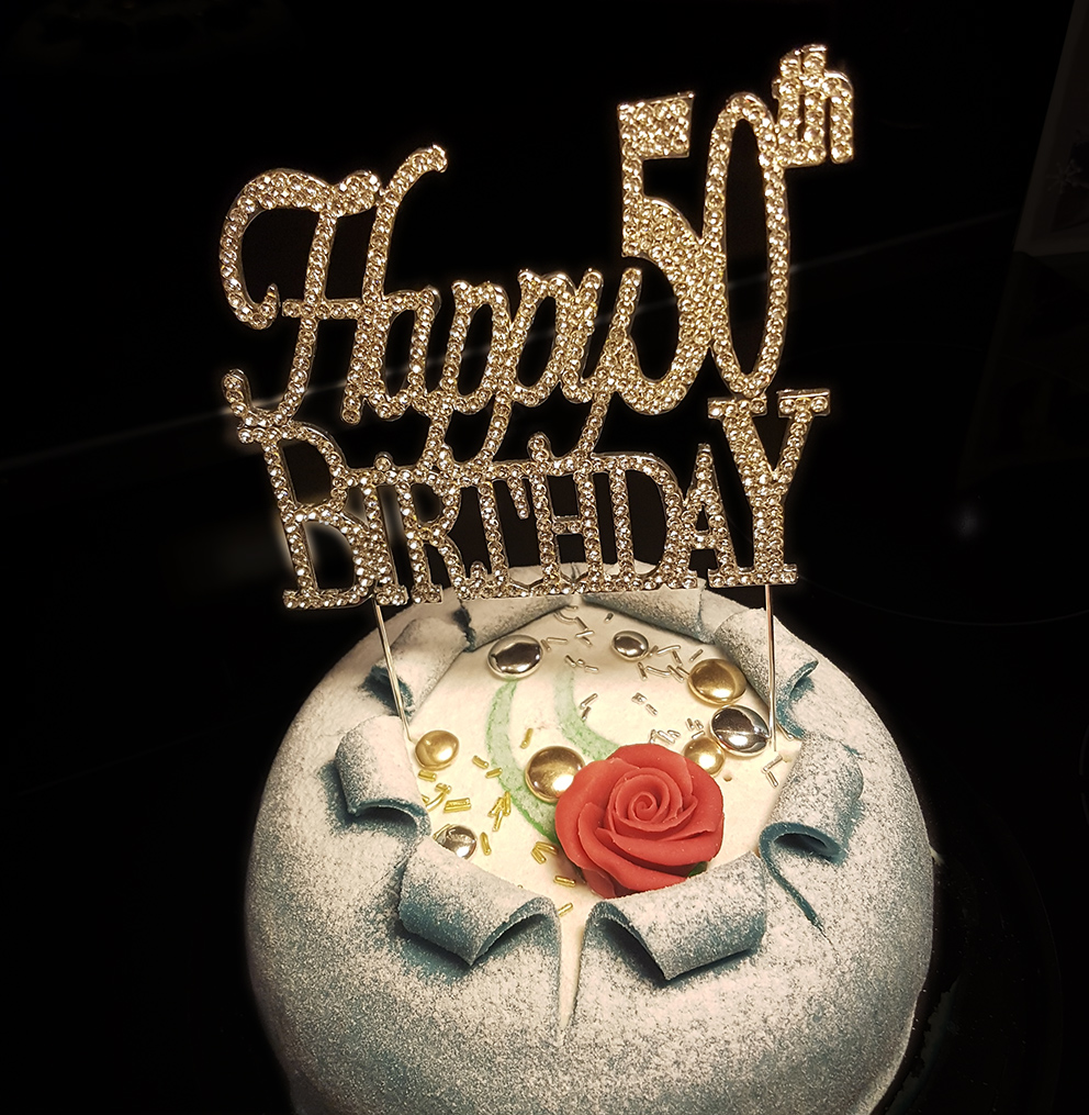 Strass -  Tårtdekoration Happy 50th Birthday