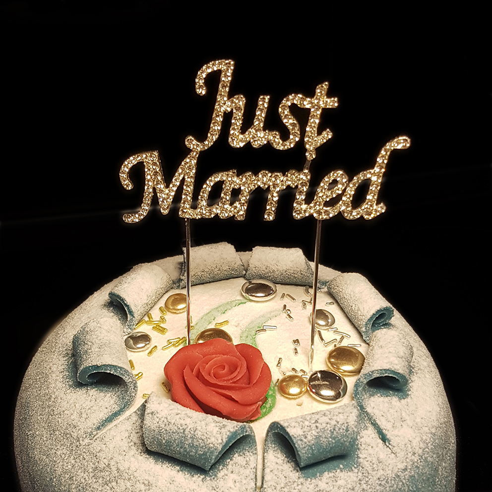 Strass -  Tårtdekoration Just Married