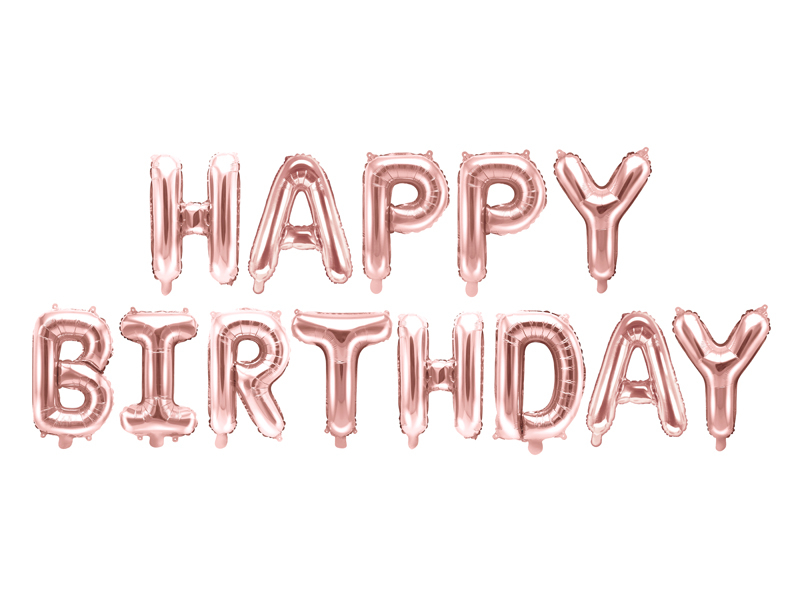 Stor Folieballong Happy Birthday Pink Blush Roseguld