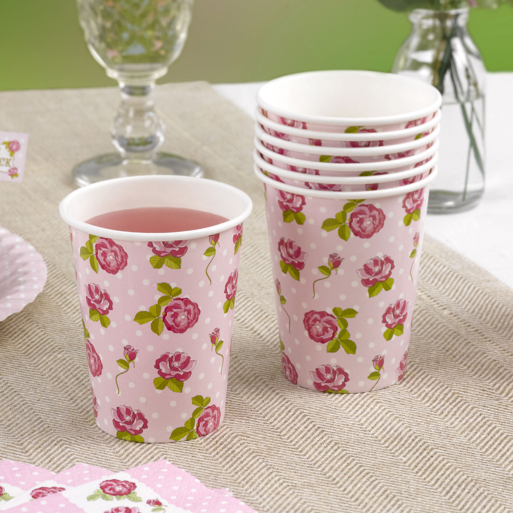 Vintage Rose Pappersmugg 8 st