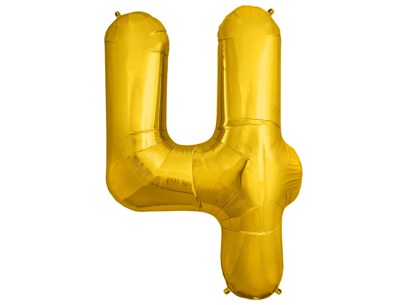 Stor Folieballong nr 4 Guld Sifferballong