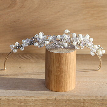 Diadem Romantik silver pärlor strass