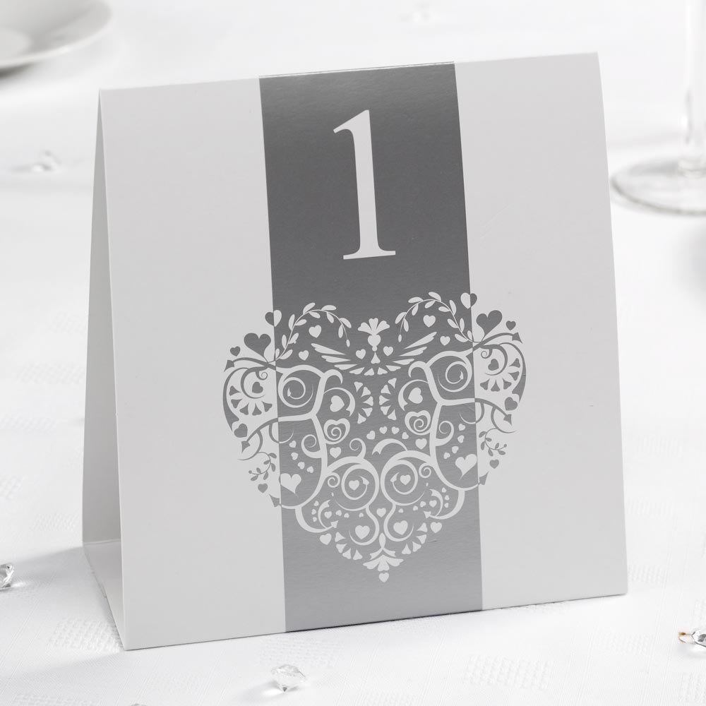 Bordsnummer Vintage Romance Silver 1-12