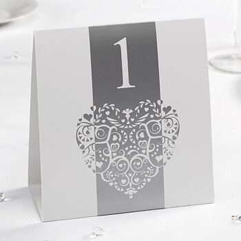 Bordsnummer Vintage Romance Silver 1-12