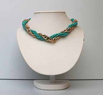 Halsband guld turkos