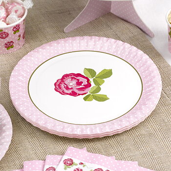 Vintage Rose Papperstallrik 8 st 