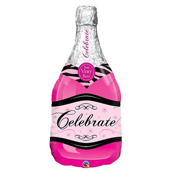 Folieballong Bubbelflaska Rosa