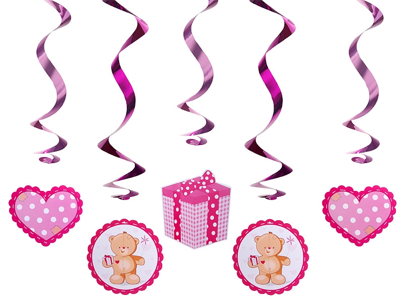 Rosa teddybjörns girlang 5 st
