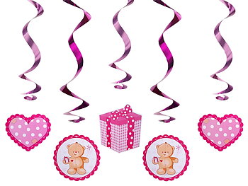Rosa teddybjörns girlang 5 st