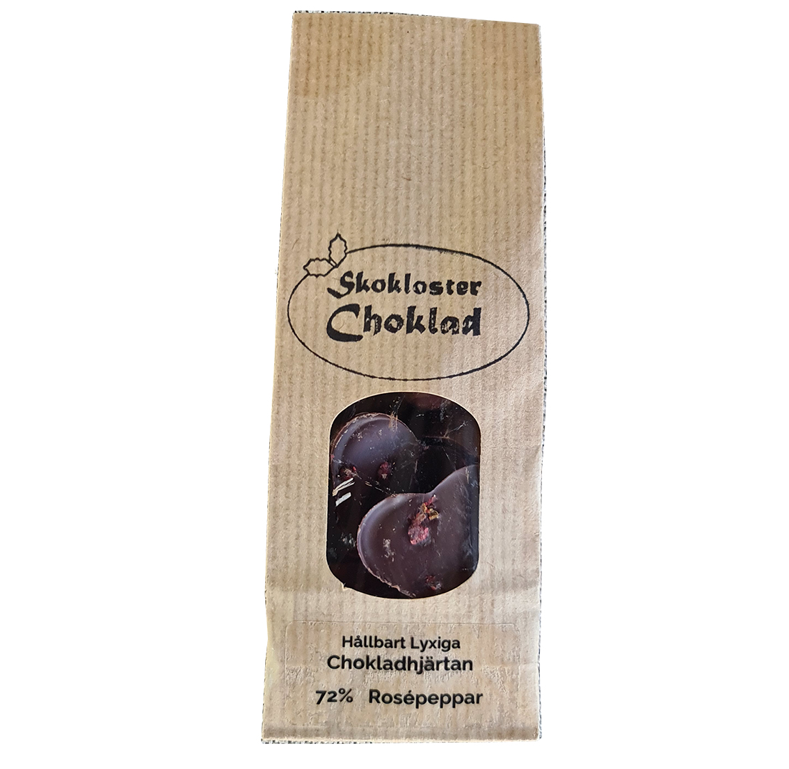 12 Lyxiga Chokladhjärtan - Rosépeppar 70% ca 75 g  - 2