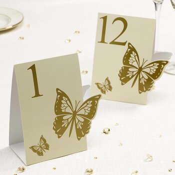 Bordsnummer Elegant Butterfly Guld 1-12