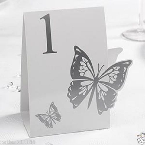 Bordsnummer Elegant Butterfly Silver 1-12