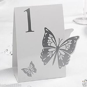 Bordsnummer Elegant Butterfly Silver 1-12