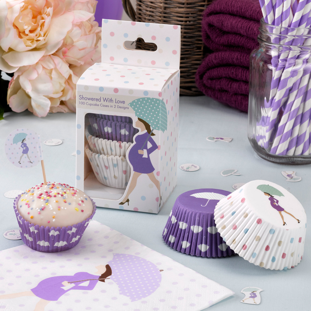 Showered with Love - 100 st cupcake formar - Babyshower 