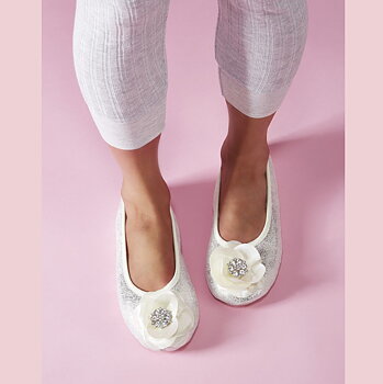 Tofflor Olympia Vit - glittrande ballerina