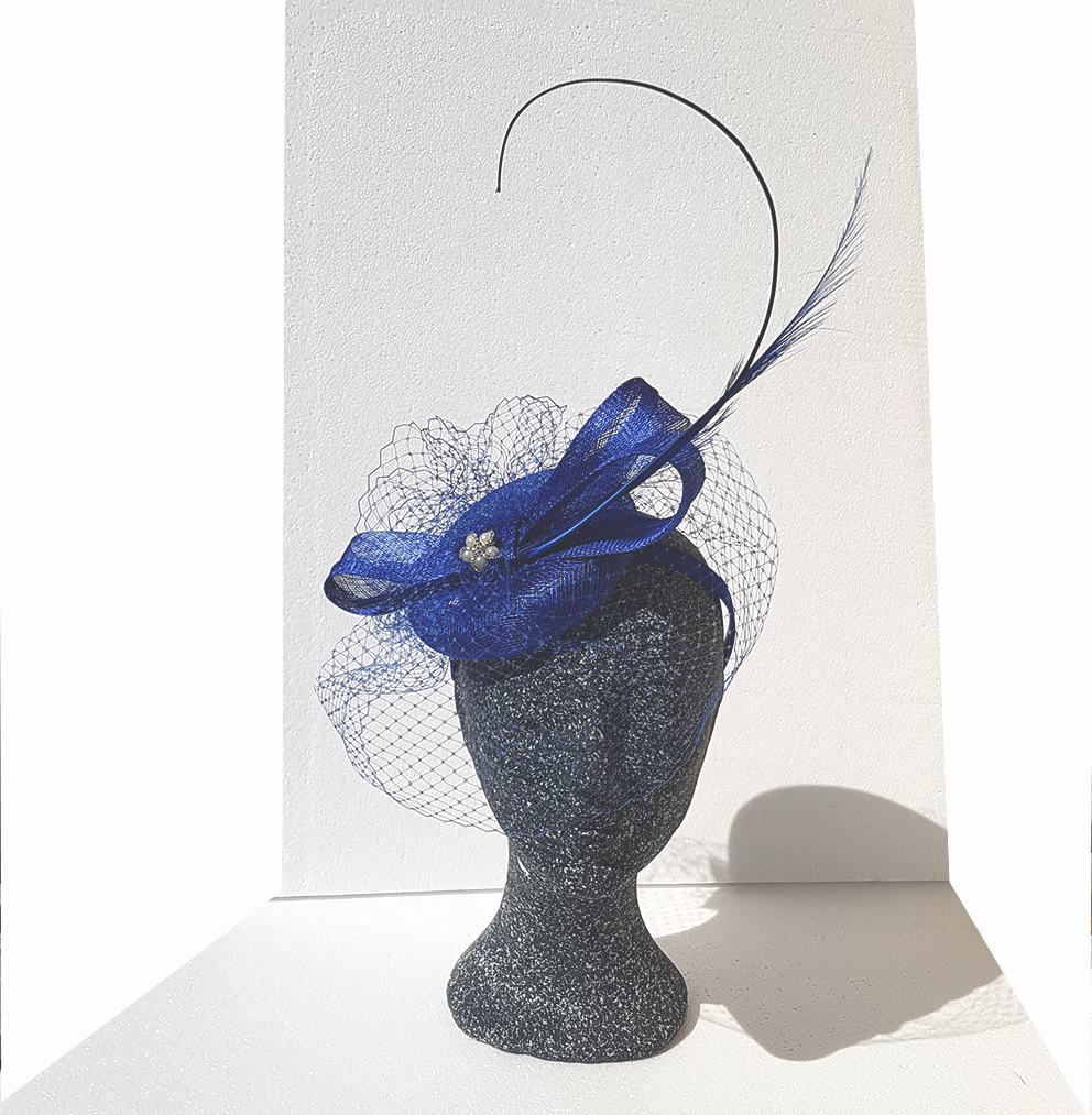 Coiffe Blå fascinator med flor - 4