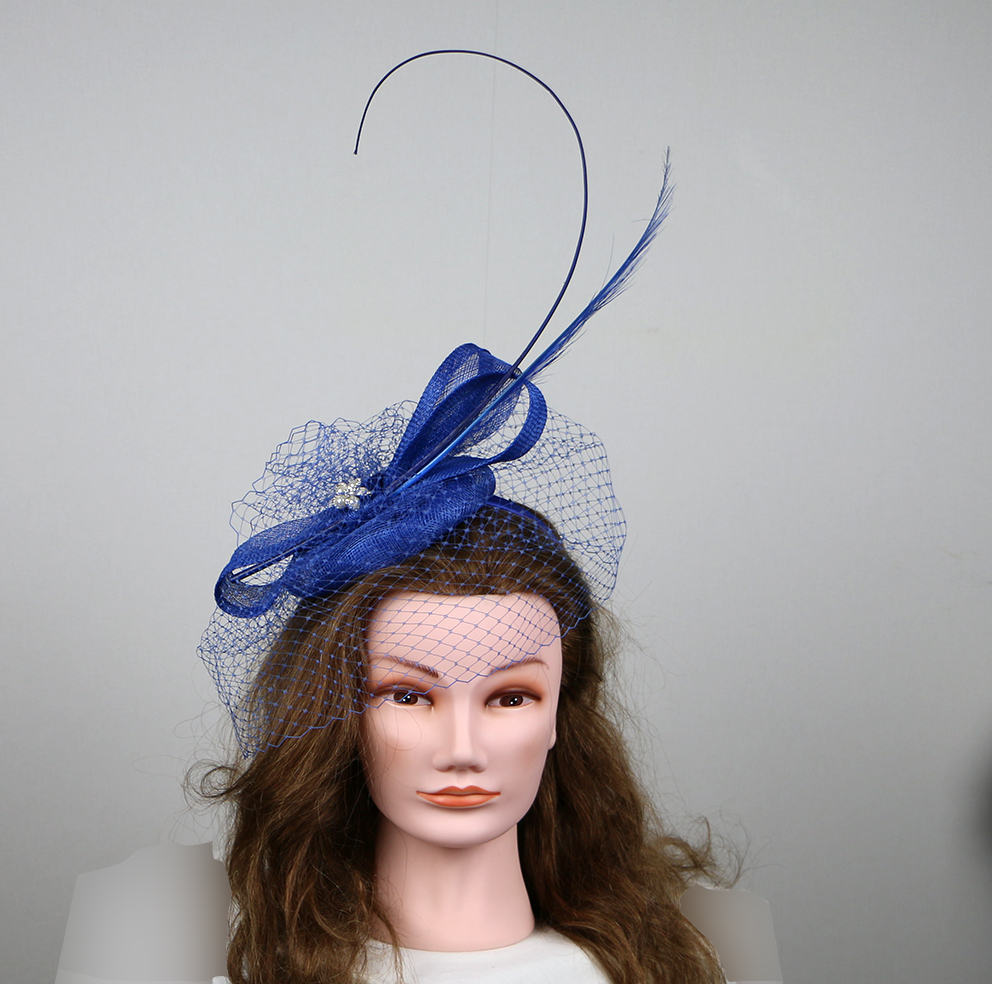 Coiffe Blå fascinator med flor - 3