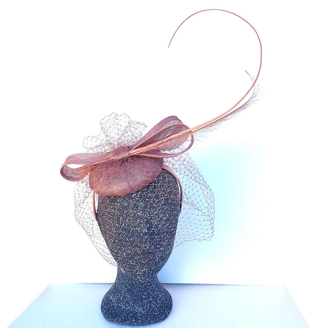 Coiffe Blush Pink fascinator med flor - 4