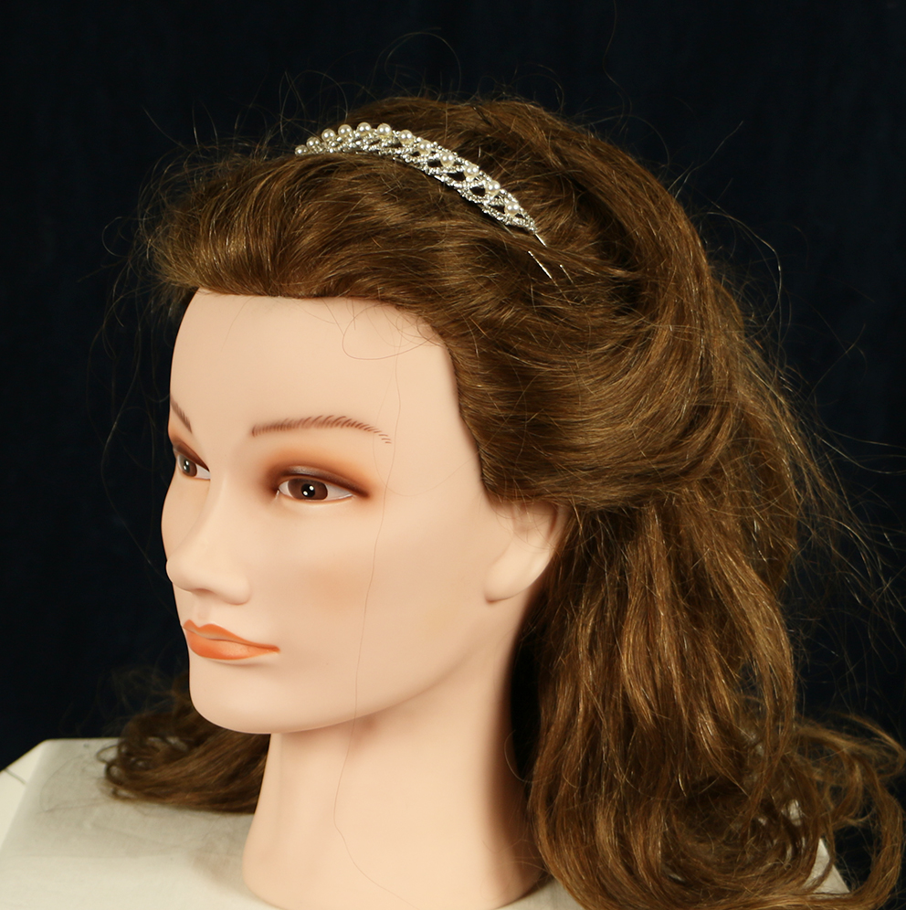 Diadem Marianne silver pärlor strass - 3