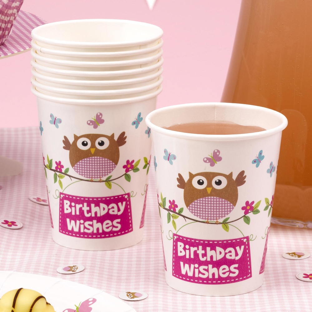 Little Owls Rosa Pappersmugg 8 st