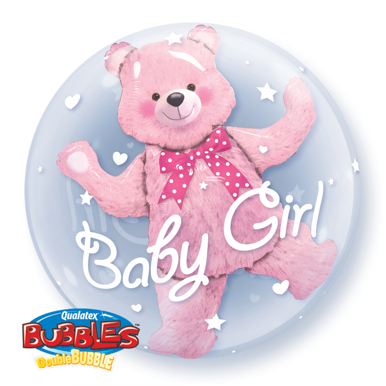 Ballongbubbla  Baby Girl teddybjörn 60 cm