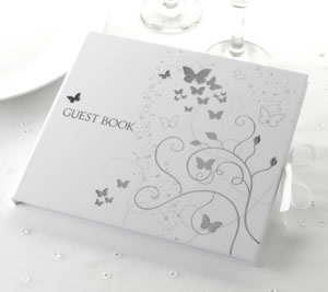 Gästbok Elegant Butterfly - Silver