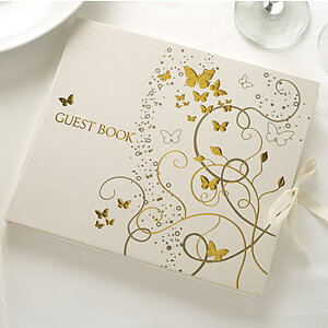 Gästbok Elegant Butterfly - Guld
