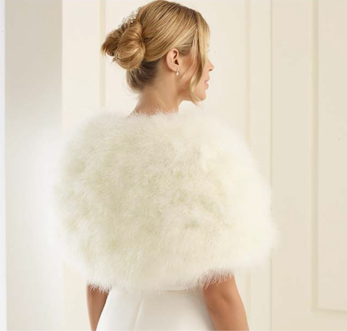 Lyxig sjal av Maraboufjädrar Ivory XL - 2