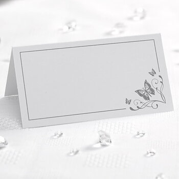 Placeringskort 50 st Silver - Butterfly