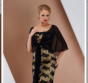 Cape sjal av chiffon svart