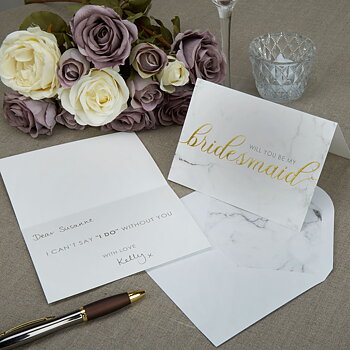 Bridesmade kort 3 st inkl kuvert - Scripted Marble