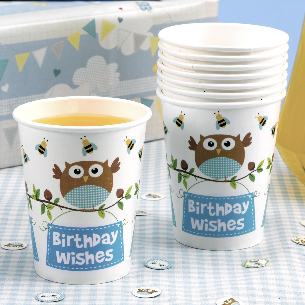 Little Owls Blå Pappersmugg 8 st