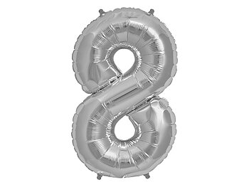 Heliumfylld Folieballong nr 8 Silver Sifferballong