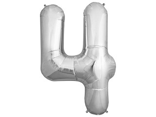 Heliumfylld 86 cm Folieballong nr 4 Silver Sifferballong