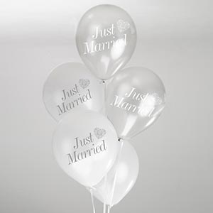 Ballong Just Married 8 st - Vintage Romance Silver