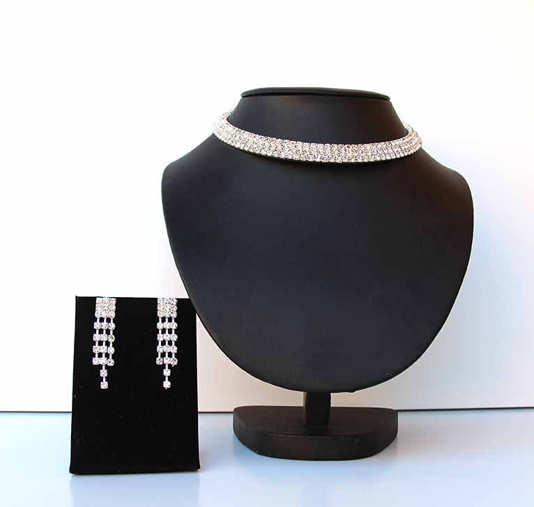 Set Strassring halsband & örhängen
