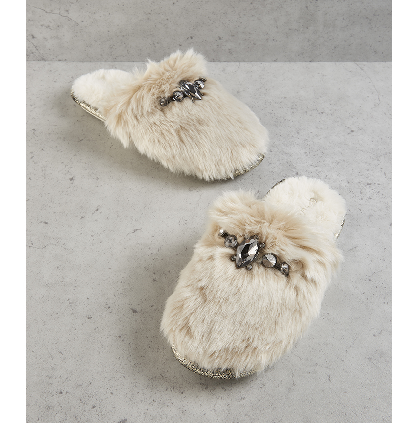 Tofflor Vogue - Ivoryfärgad i fuskpäls