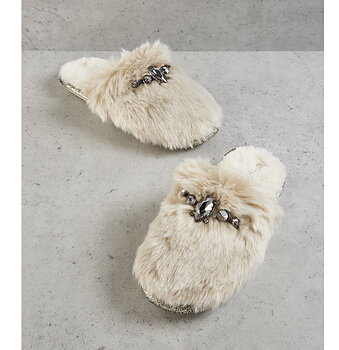 Tofflor Vogue - Ivoryfärgad i fuskpäls