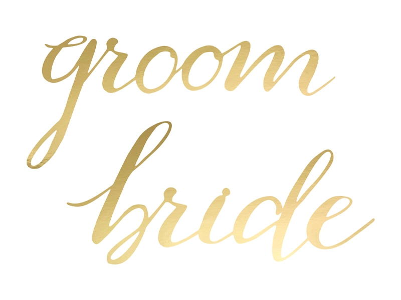Stolsdekoration Bride Groom Guld