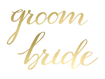 Stolsdekoration Bride Groom Guld
