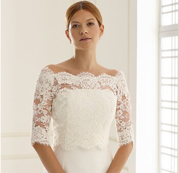 Bolero i spets med knäppning i ryggen Small