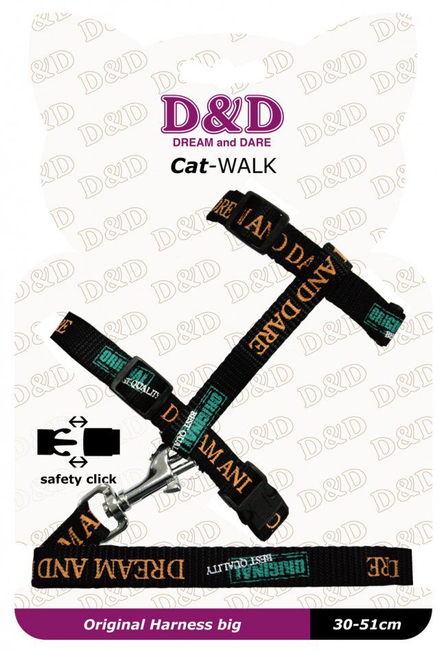 D&D Ställbar Kattsele med Koppel