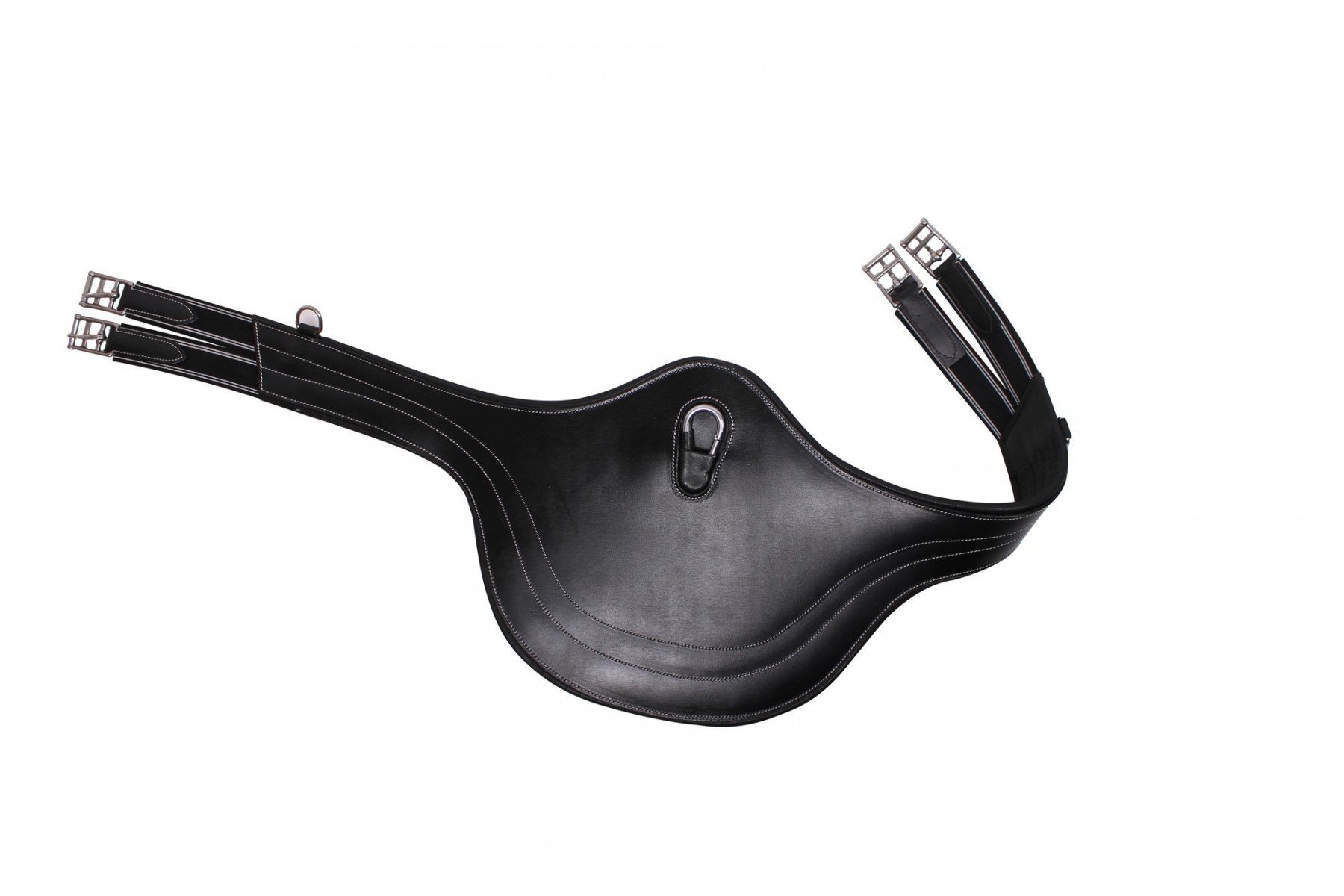 QHP- Leathergirth with stomach plate - Black