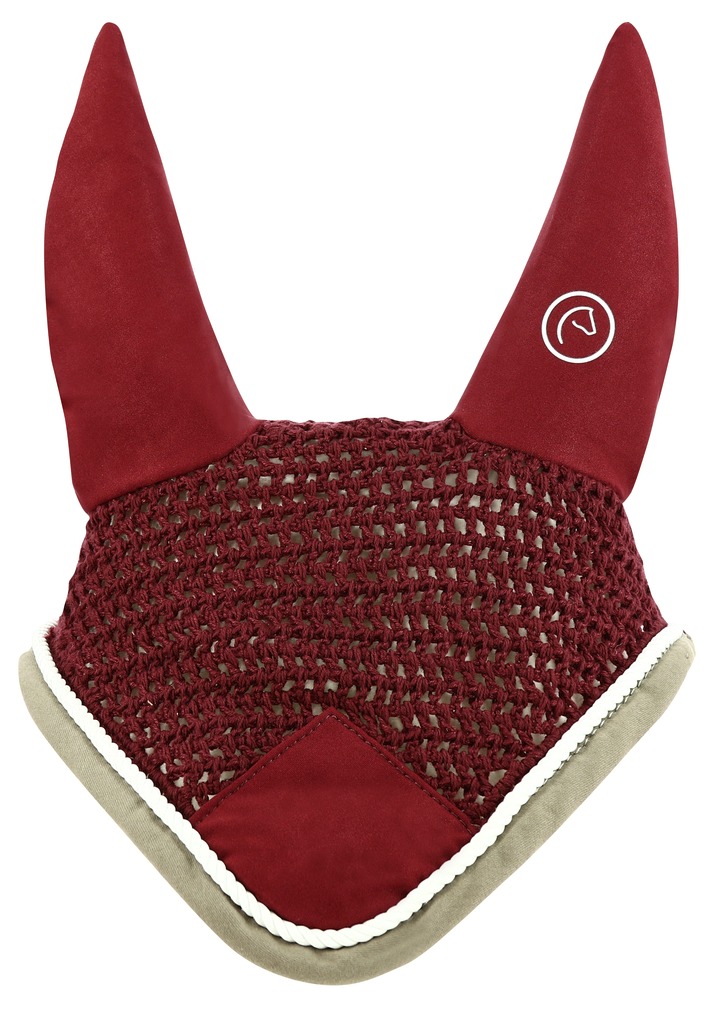 EQUITHEME Polyfun Fly Veil Burgundy/Taupe